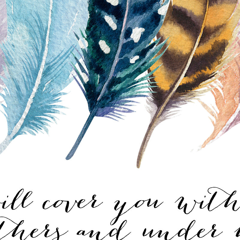 Painting Bird Feather Scripture Christian Oil Painting