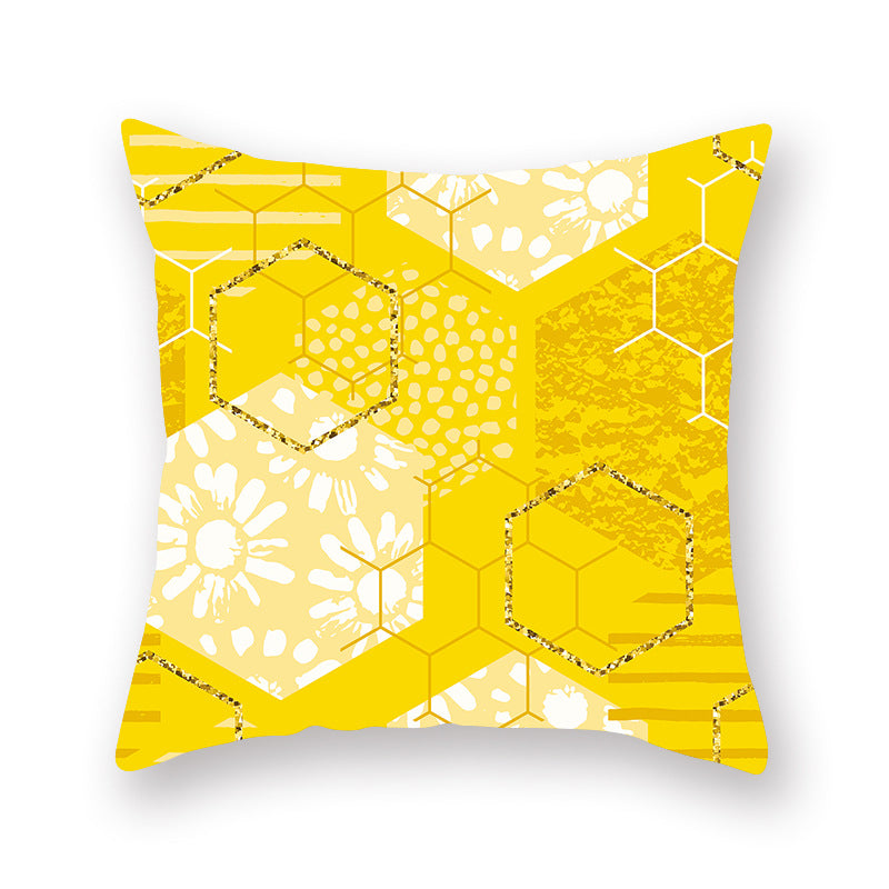 Nordic yellow geometric pillowcase