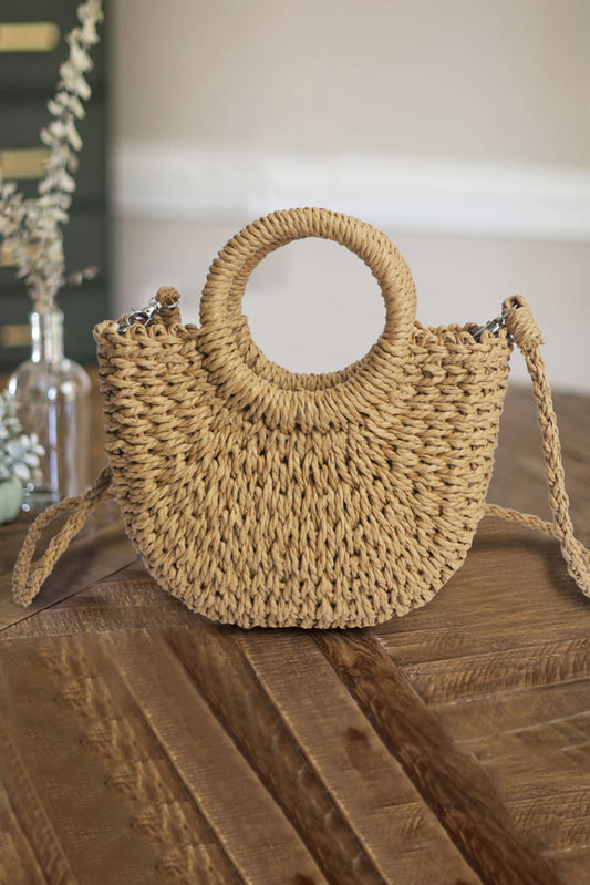 Straw Woven Zipper Shoulder Bag