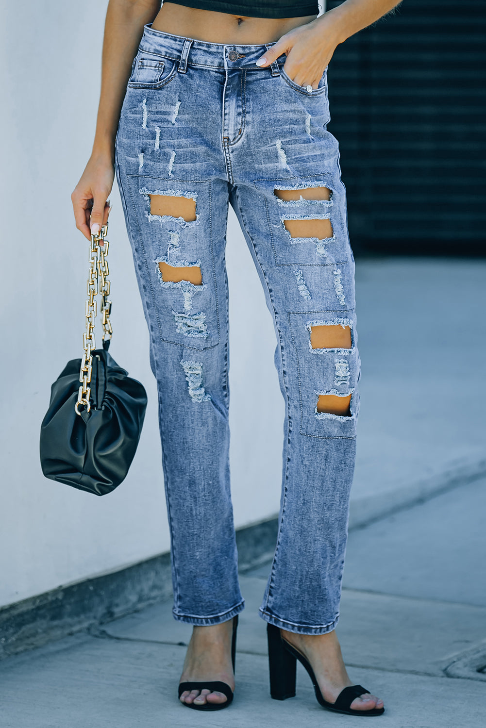HAMMER AND FREE Graphic Cutout Ribbed Jeans