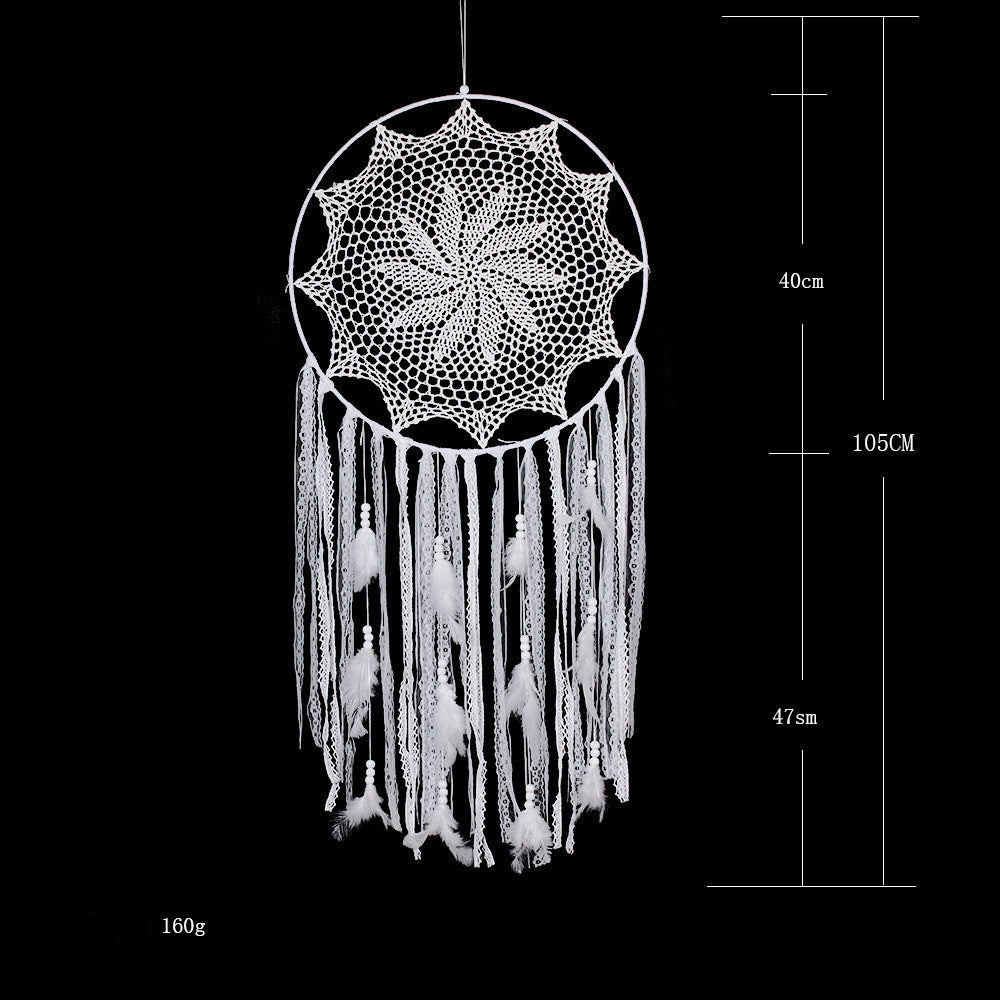 White Feather Dream Catcher Large Pendant Hand-woven Home Decoration