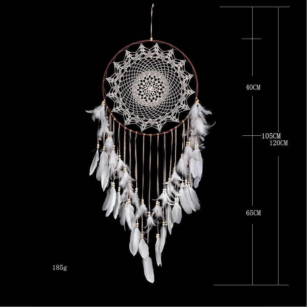 White Feather Dream Catcher Large Pendant Hand-woven Home Decoration