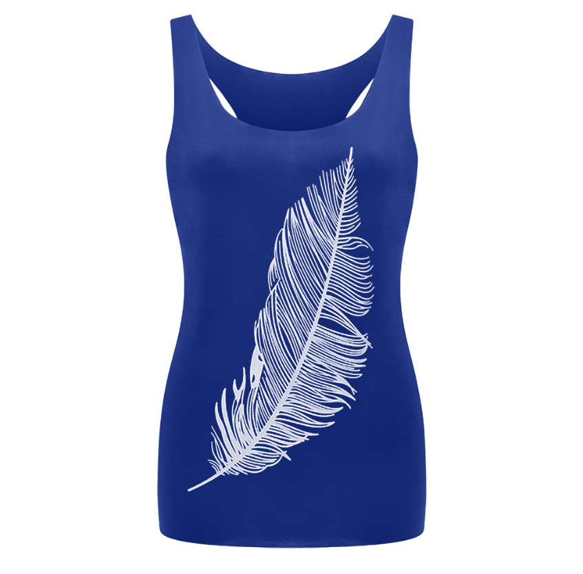 Sexy bottoming shirt with feather print vest