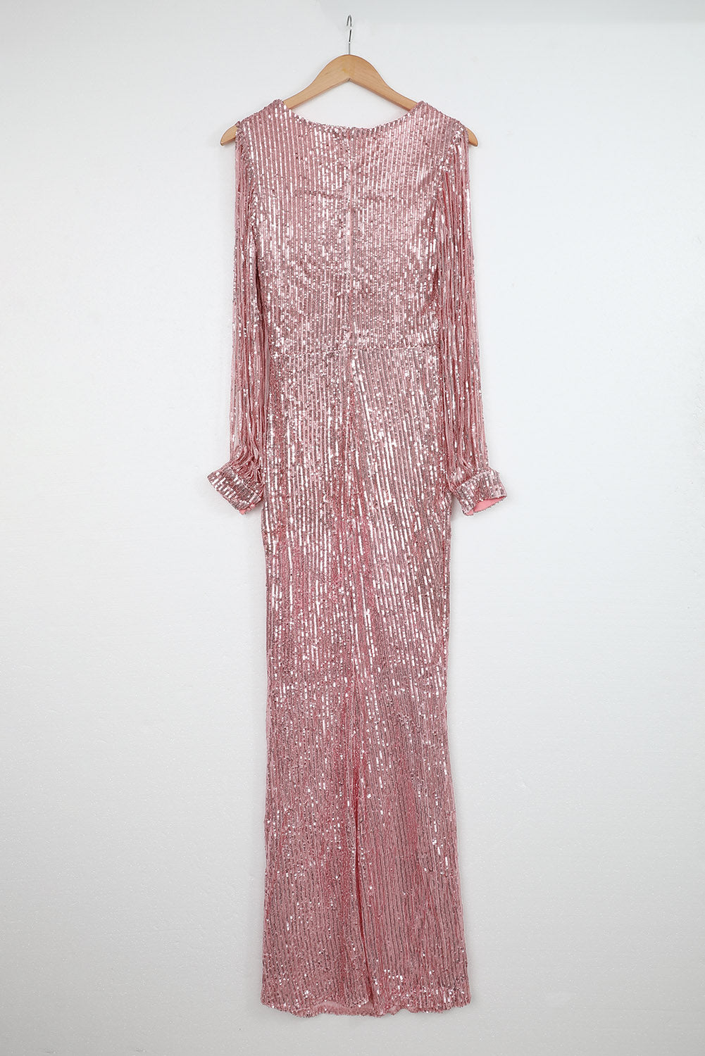Sequin Fringe Sleeve Party Maxi Evening Dress