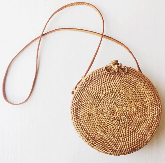 Bali hand-woven round shoulder bag rattan straw bag boho Messenger bag