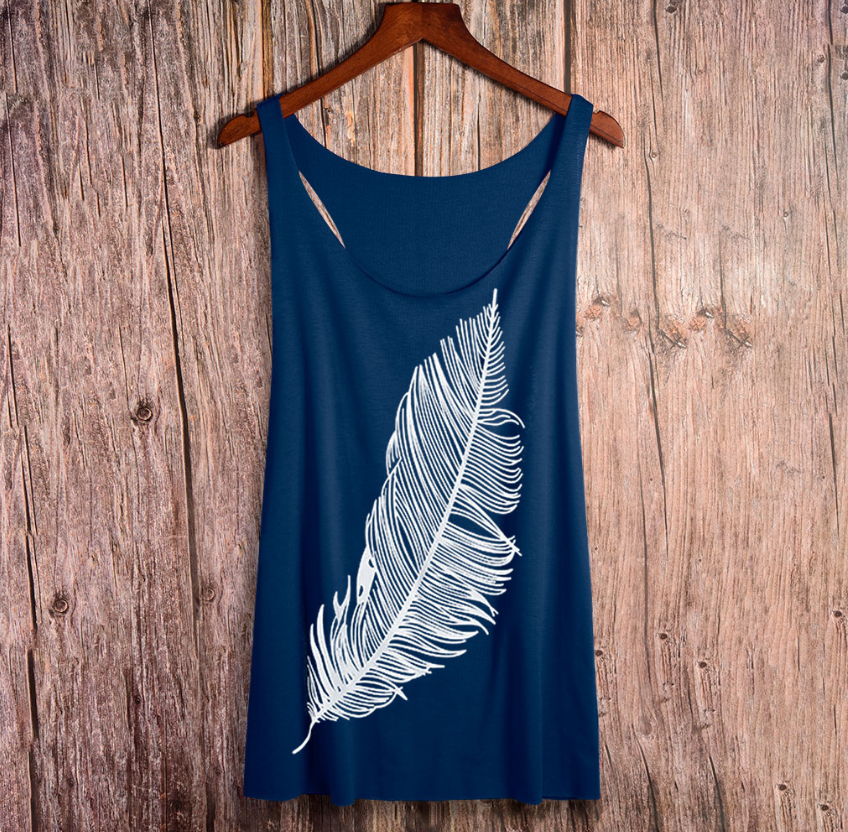 Sexy bottoming shirt with feather print vest