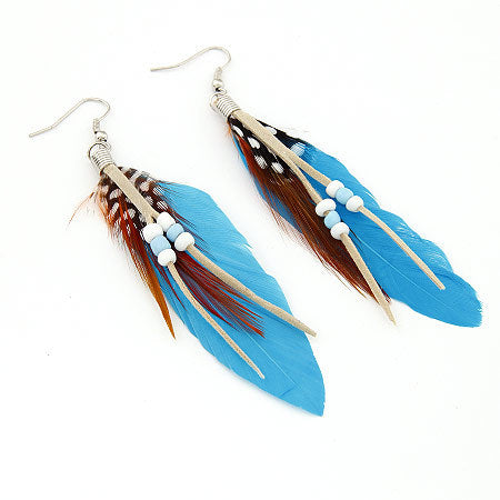 Alloy Fashion Personality Elegant Feather Tassel Gauze Pendant Earrings Earrings