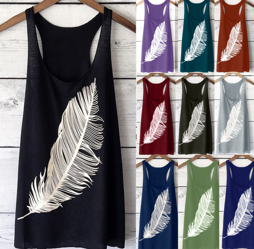 Sexy bottoming shirt with feather print vest