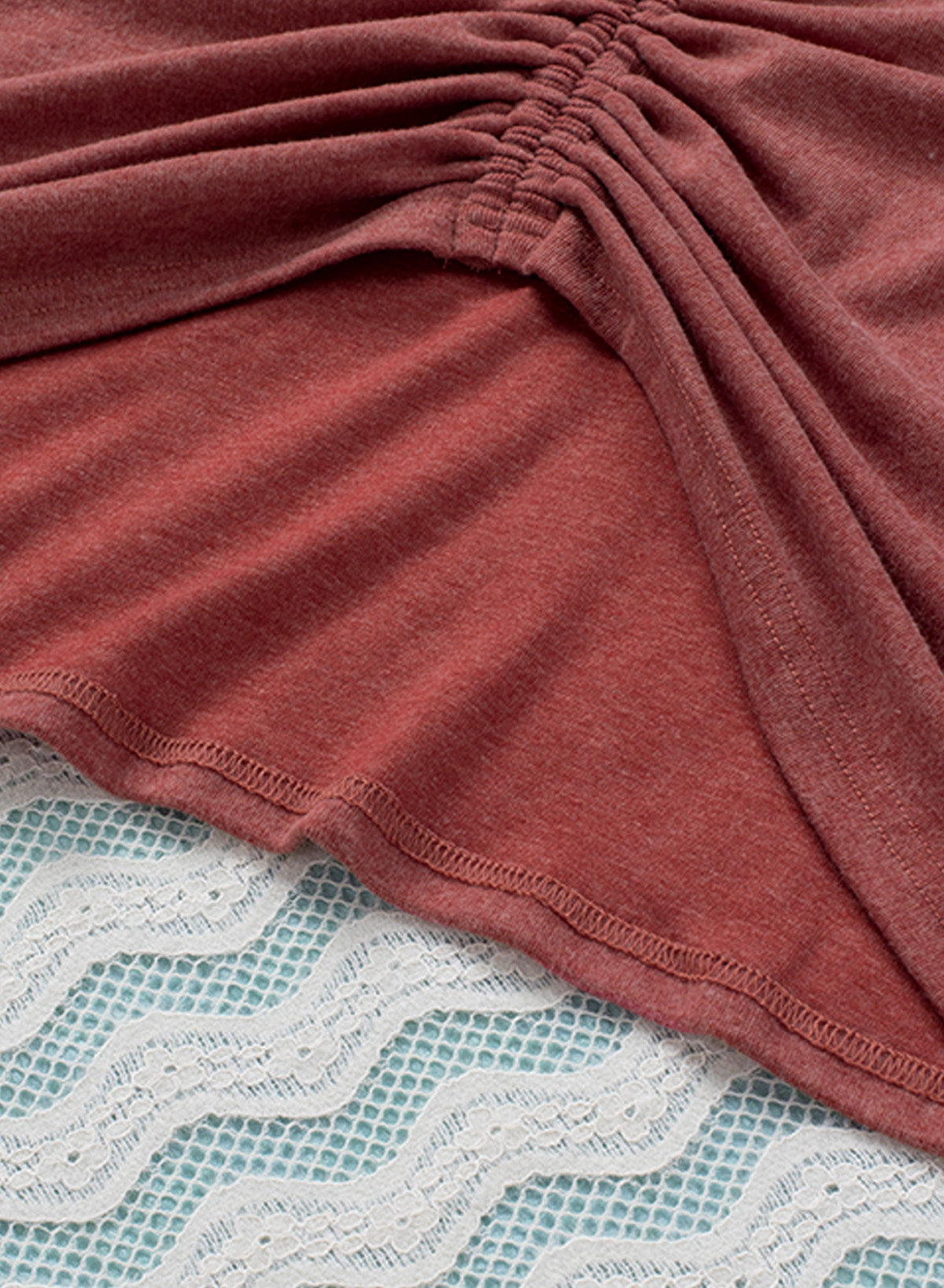 Hollow-out Ruched Back Long Sleeve Top