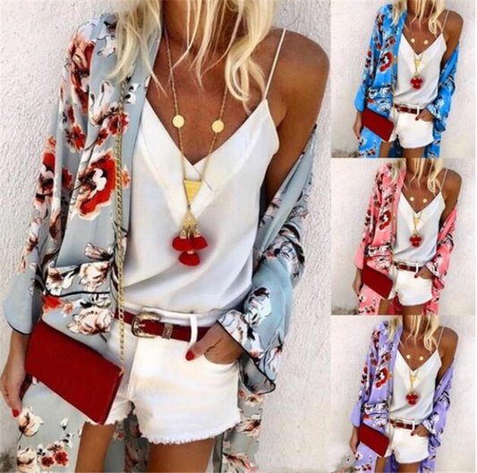 Beach blouse ethnic printed cardigan top