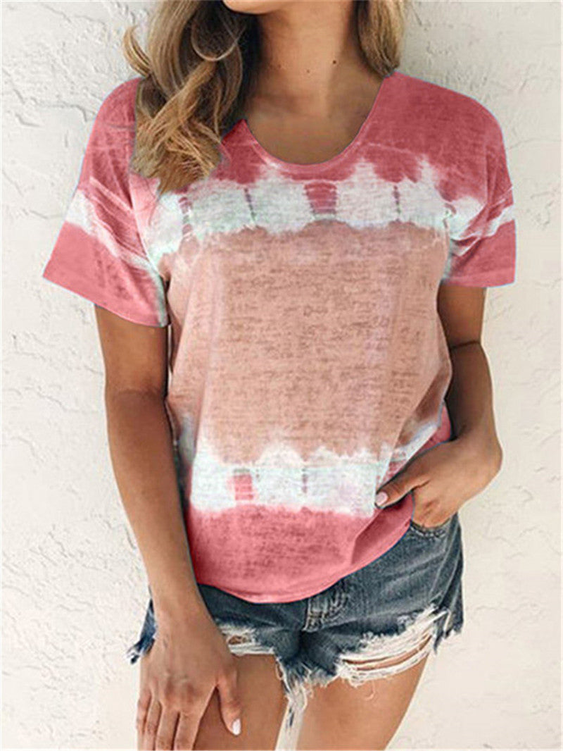Loose round neck short sleeve printed T-Shirt Top