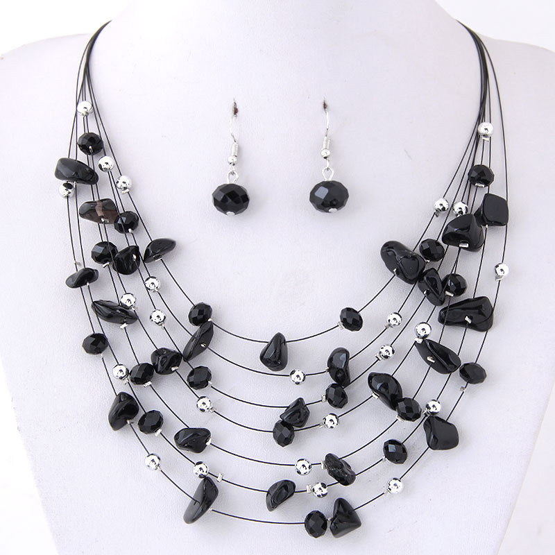 Women's Boho Gravel Crystal Multilayer Necklace