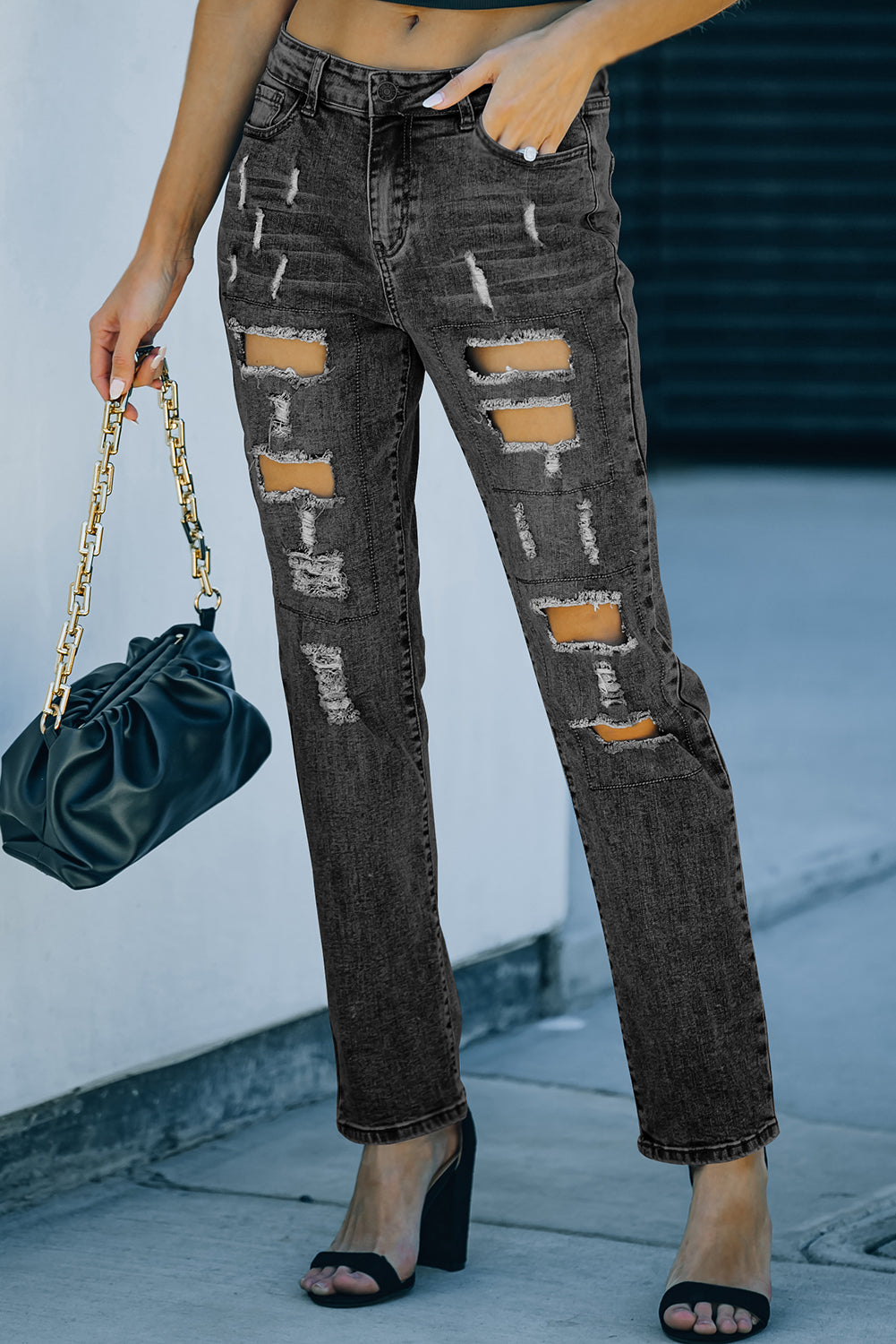 HAMMER AND FREE Graphic Cutout Ribbed Jeans
