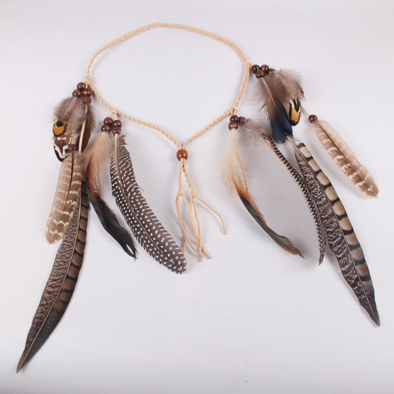 Feather headband feather tassel hair ring