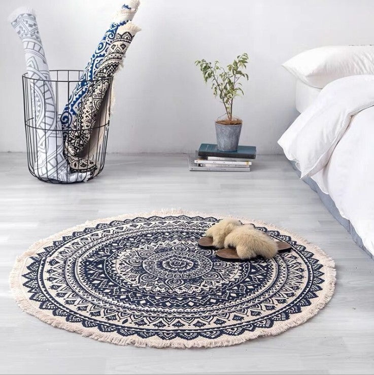 Nordic Cotton And Linen Round Carpet Retro Decoration