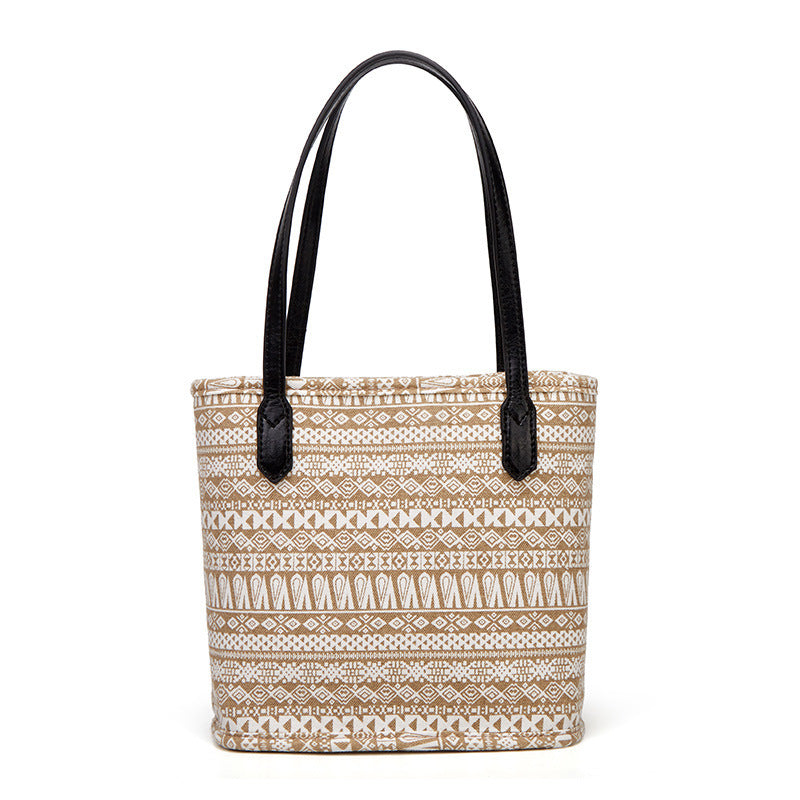 Vintage Ethnic Print Canvas Bucket Bag