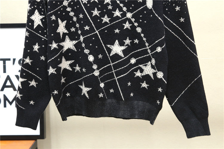 Catwalk Starry Sky Cartoon Jacquard Sweater