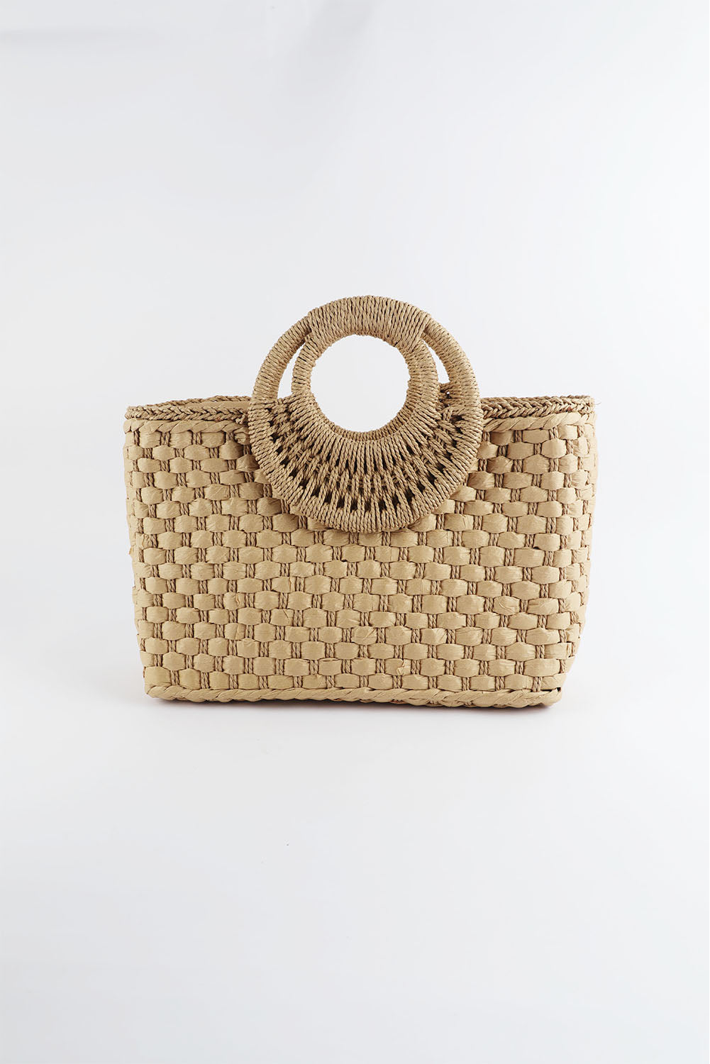 Khaki Vintage Square Portable Handwoven Beach Bag