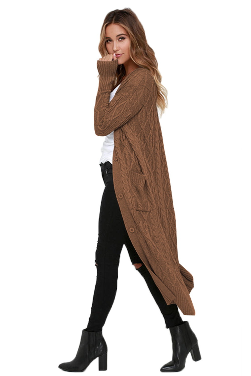 Cable Knit Long Cardigan