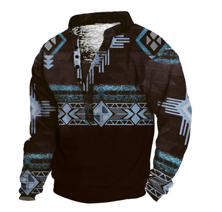 Men's Ethnic Totem Vintage Print Outdoor Casual Sweatshirt