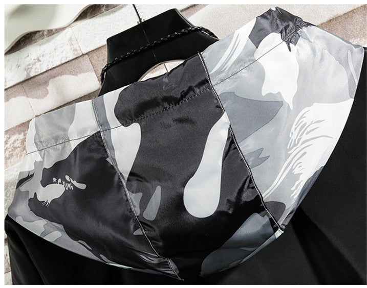 Men's Feather Two Tone Casual Hooded Jacket