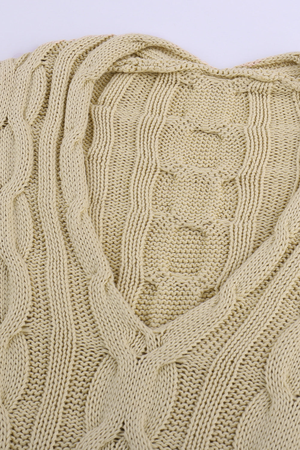 Colorblock Cable Knit Sweater with Slits