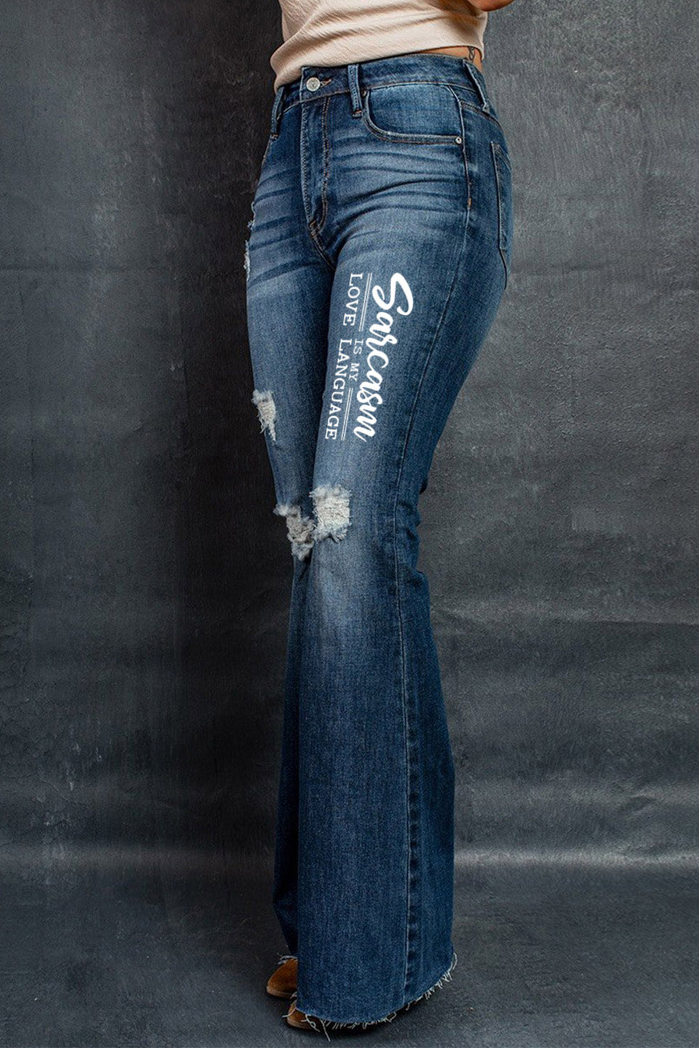 Dark Wash Mid Rise Flare Jeans