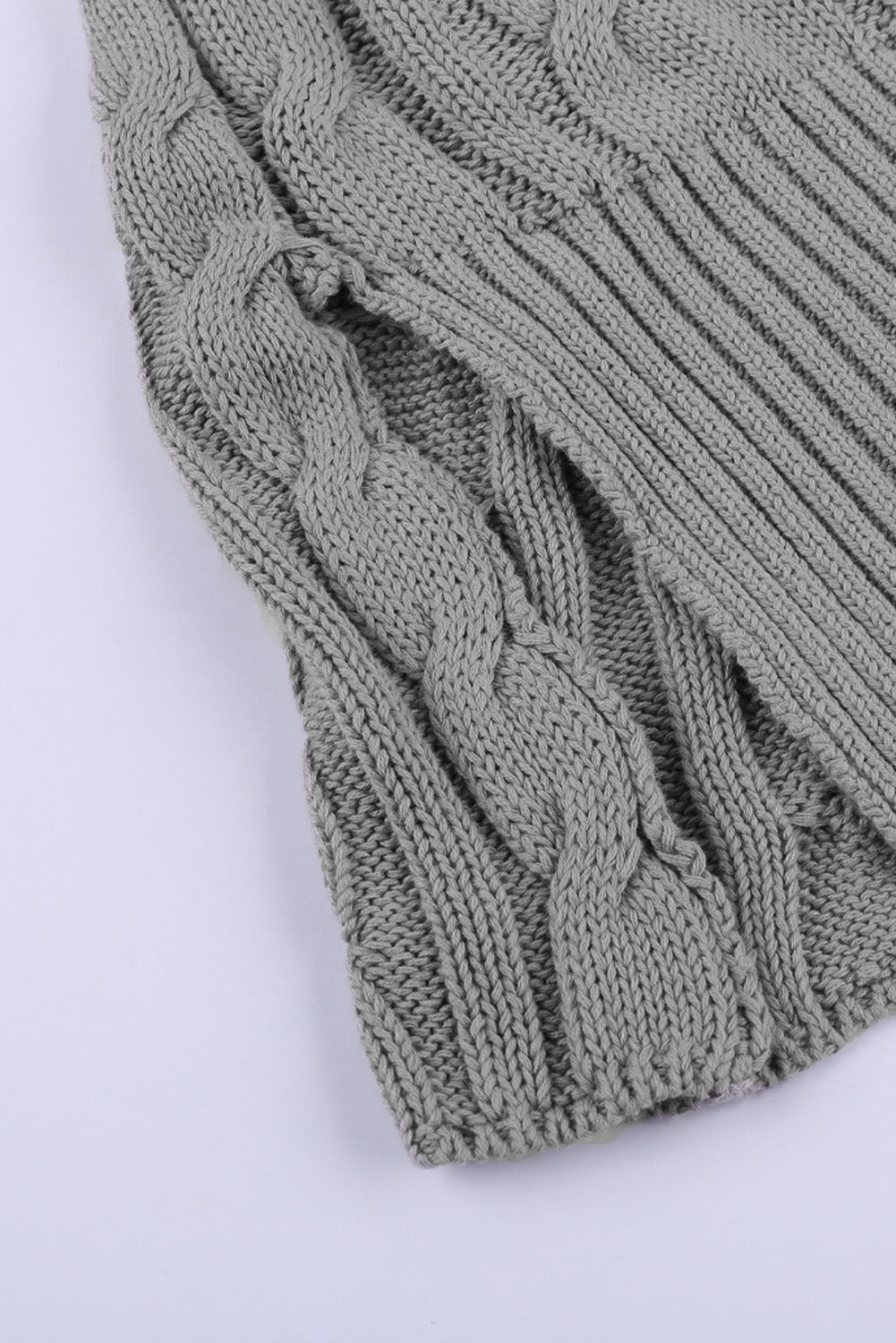 Colorblock Cable Knit Sweater with Slits