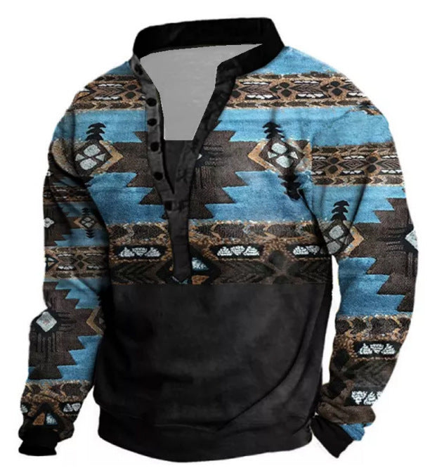 Men's Ethnic Totem Vintage Print Outdoor Casual Sweatshirt