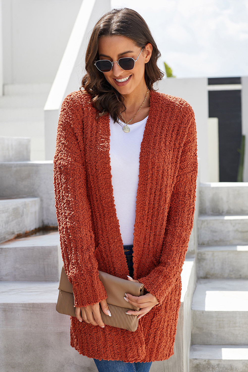 Dusty Pink Pebble Beach Textured Cardigan