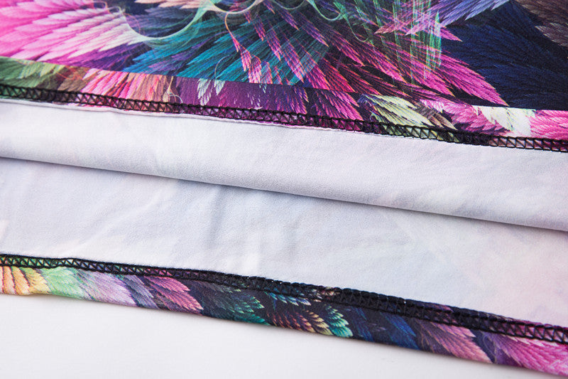 USA SIZE Fashion square collar sexy slim feather print bag hip dress pencil skirt