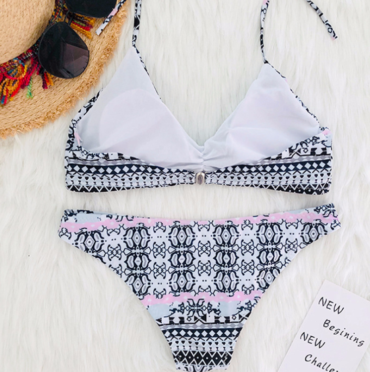 Ethnic style printed bikini