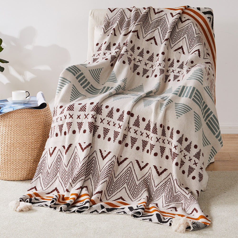 Nordic Knitted Bohemian Waffle Hotel Sofa Blanket