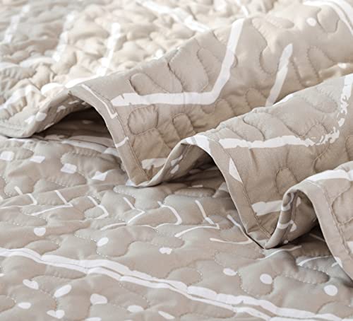 JANZAA Quilt Boho Quilt Set Boho Bedding Bedspreads Queen Size,3 PCS Bohemian Quilt Set with Geometric Printed for All Season(Two Pillow Cases)