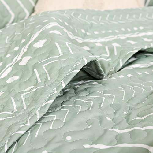 JANZAA Quilt Boho Quilt Set Boho Bedding Bedspreads Queen Size,3 PCS Bohemian Quilt Set with Geometric Printed for All Season(Two Pillow Cases)