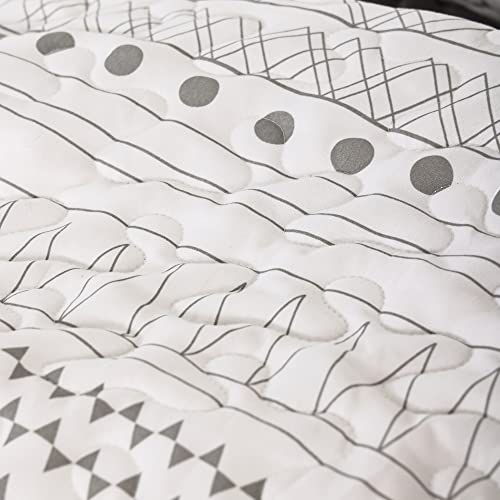 JANZAA Quilt Boho Quilt Set Boho Bedding Bedspreads Queen Size,3 PCS Bohemian Quilt Set with Geometric Printed for All Season(Two Pillow Cases)