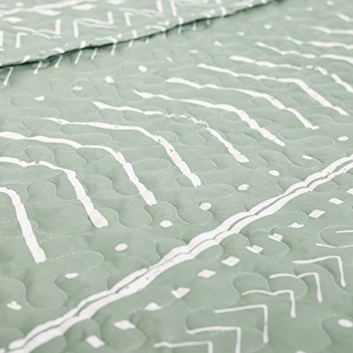 JANZAA Quilt Boho Quilt Set Boho Bedding Bedspreads Queen Size,3 PCS Bohemian Quilt Set with Geometric Printed for All Season(Two Pillow Cases)