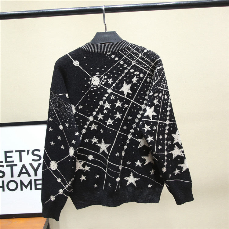 Catwalk Starry Sky Cartoon Jacquard Sweater