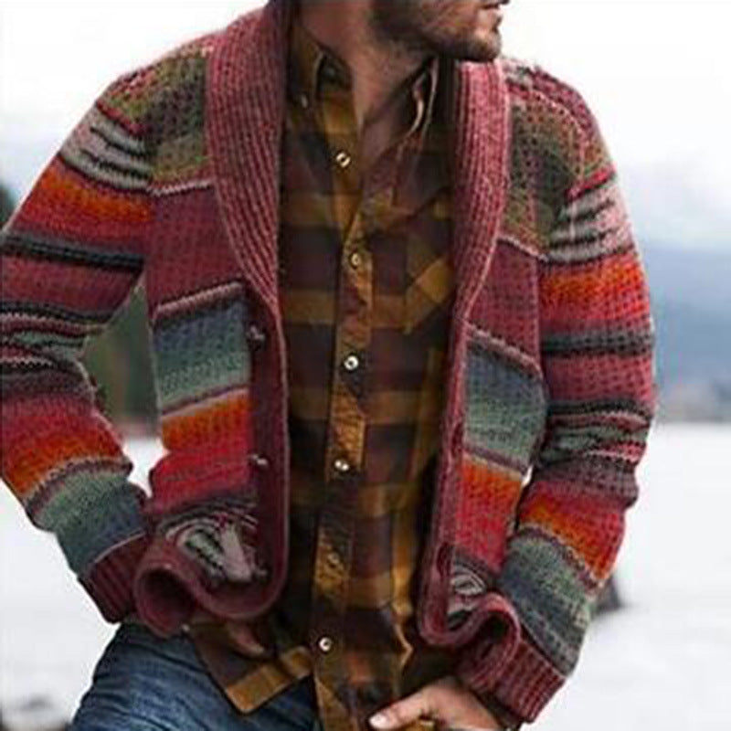 Men's printed long-sleeved sweater top