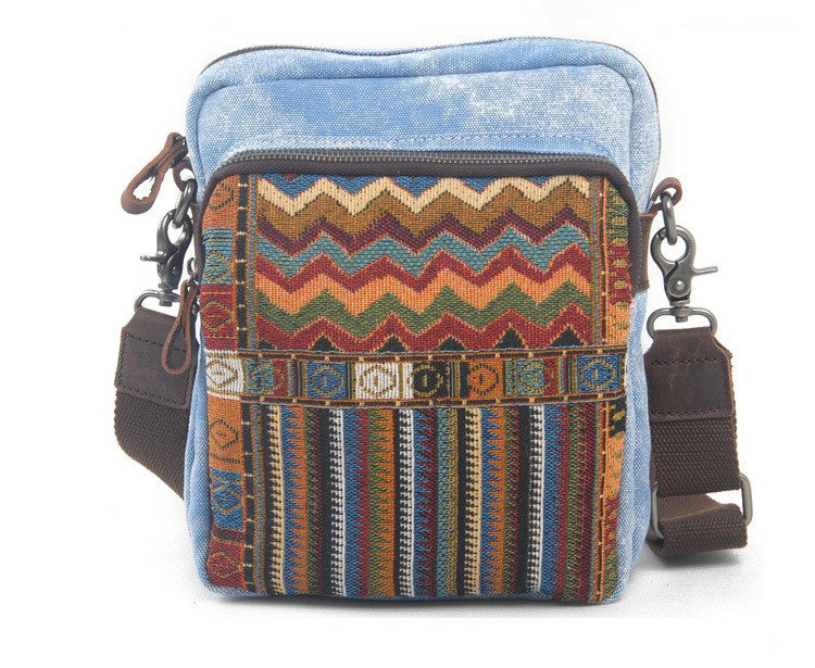 Women's canvas shoulder bag ethnic style
