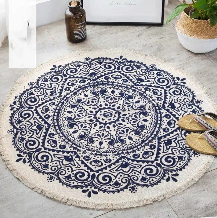 Nordic Cotton And Linen Round Carpet Retro Decoration