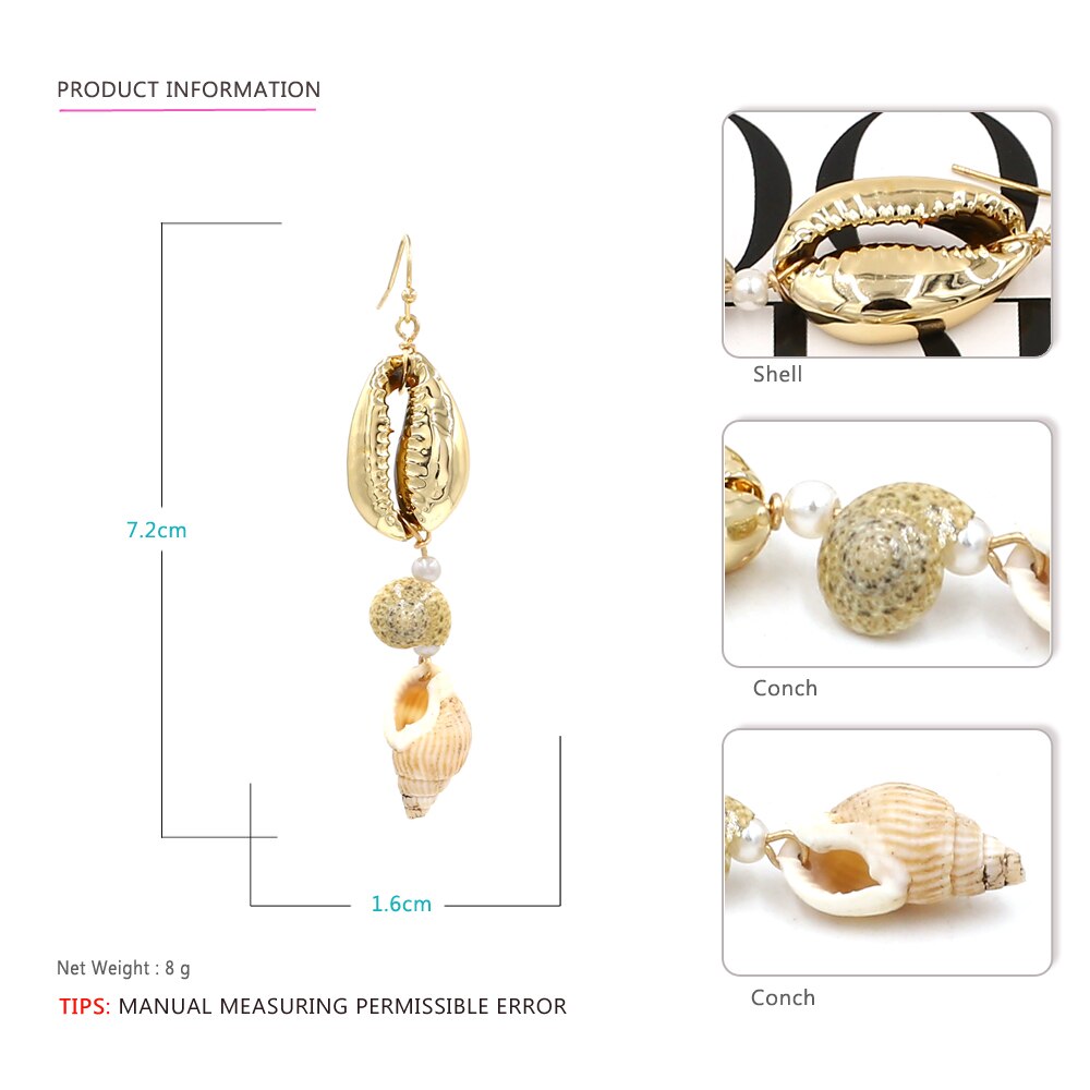 Vodeshanliwen New Boho Shell Drop Dangle Earrings For Women Jewelry 2021 Fashion Vintage Statement Earrings Party Gifts