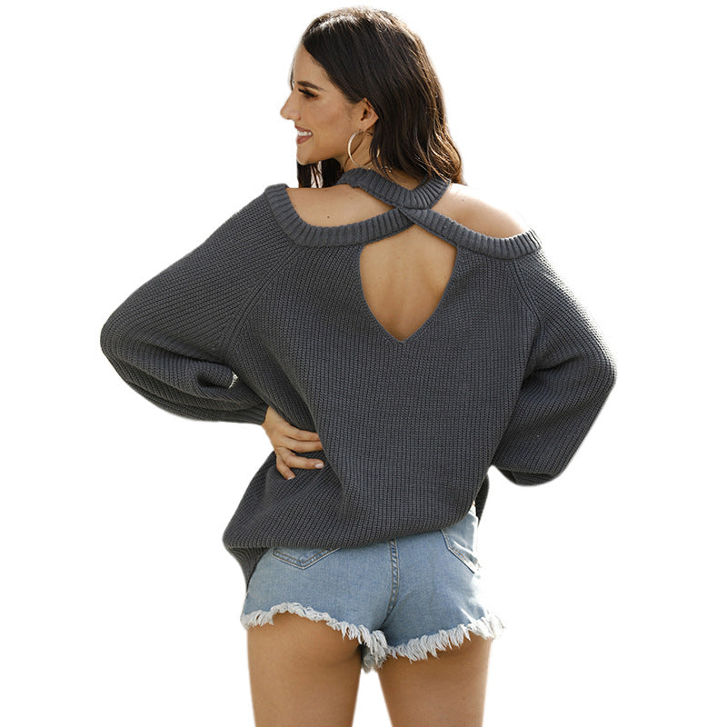 Halter Halter Sweater Off Shoulder Sweater