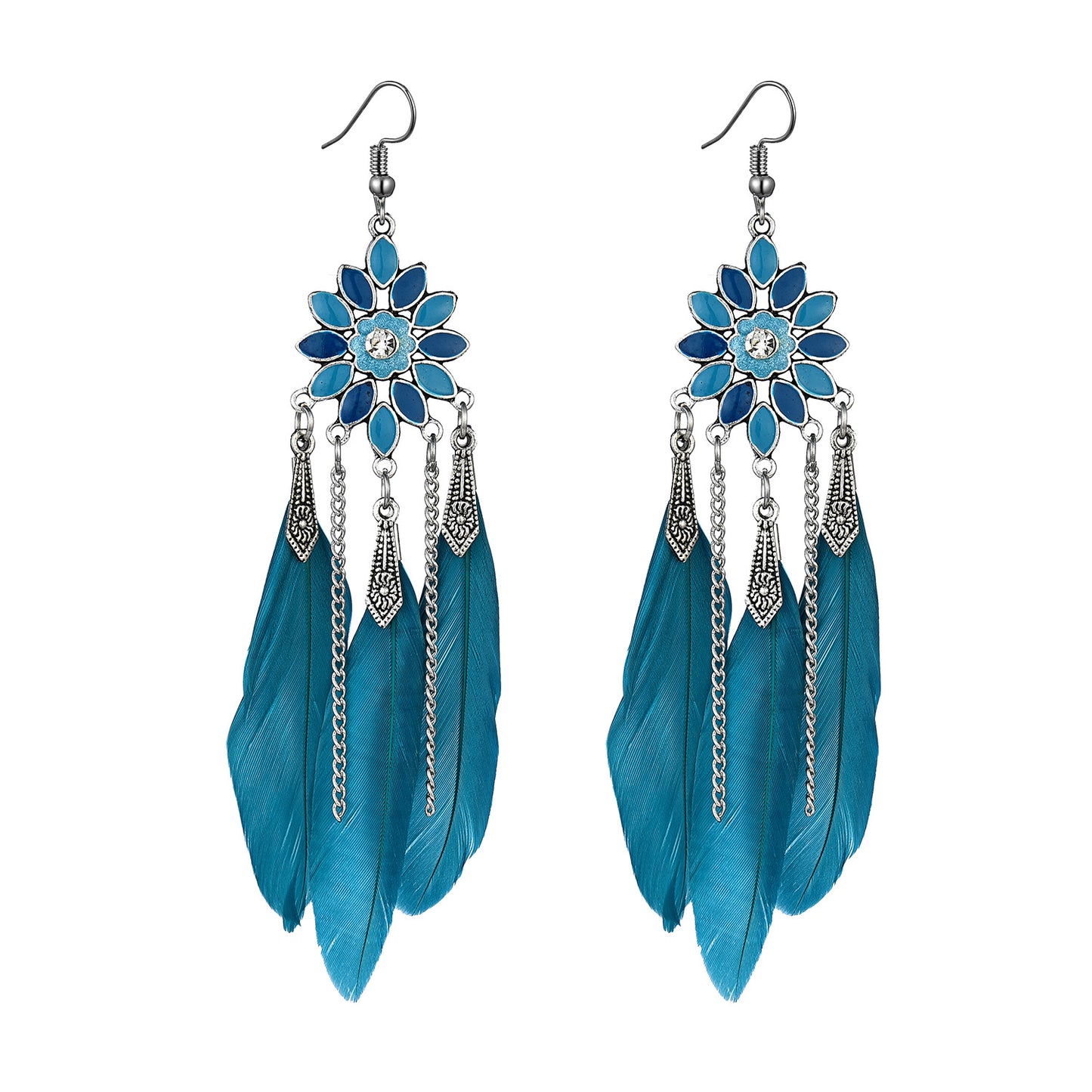 Unique Flower-shaped Earrings, Creative Ethnic Style Feather Earrings Jewelry