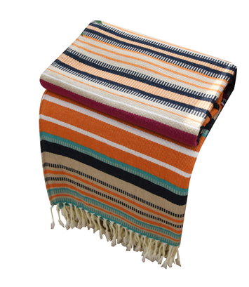 Indian color striped tassel blanket