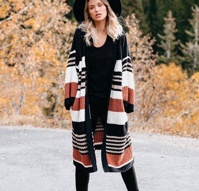 Striped color block sweater