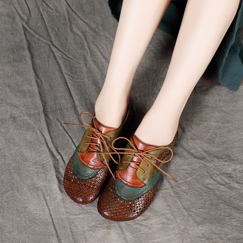 Ethnic style hollow lace-up shoes