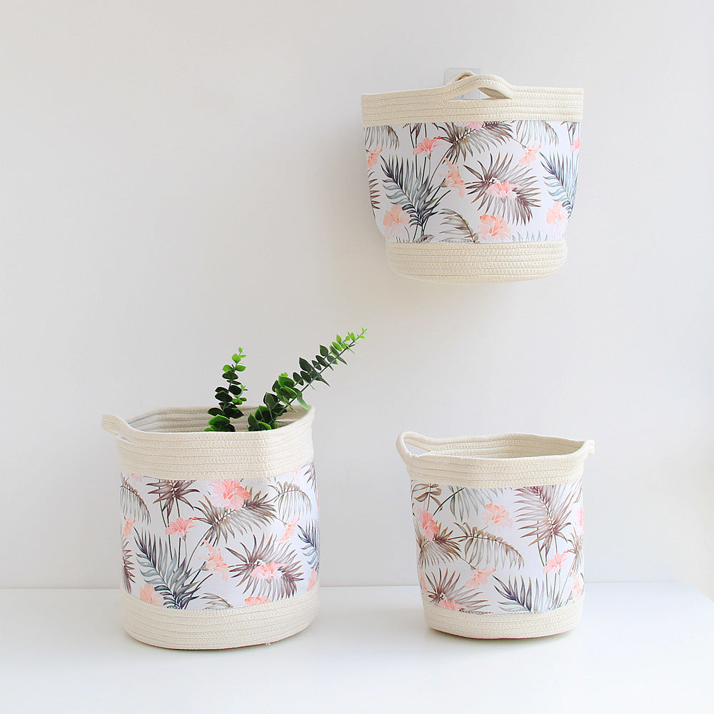 New Nordic green cotton thread storage basket weaving