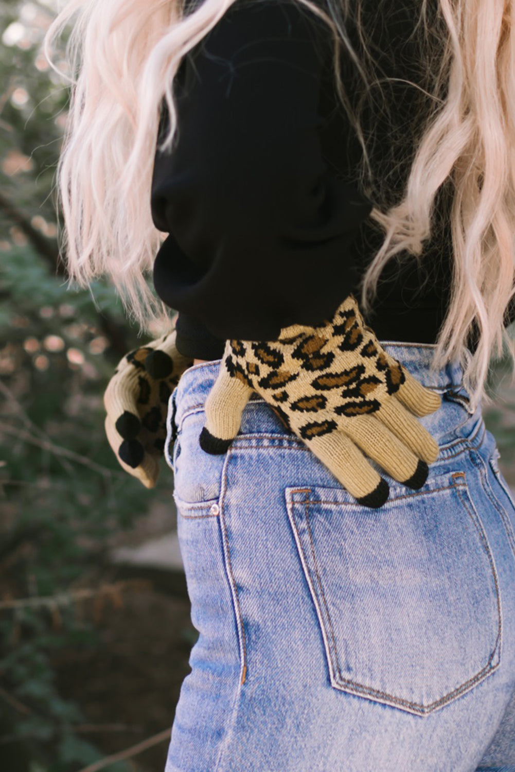 Leopard Pattern Knit  Touch Screen Gloves