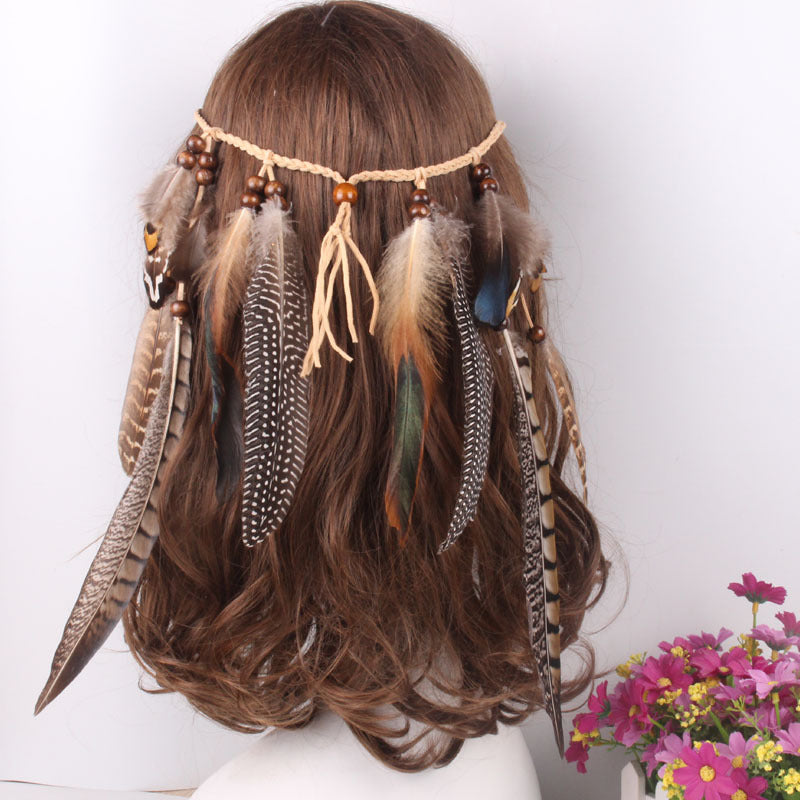 Feather headband feather tassel hair ring